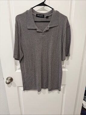 Brandini Men's Ribbed Gray Polo Shirt